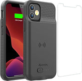 Alpatronix Battery Case for iPhone 12 Mini and iPhone13 Mini (5.4 inch), Slim Portable Protective Extended Charger Cover with Wireless Charging, Lightning Input, CarPlay - Matte Black